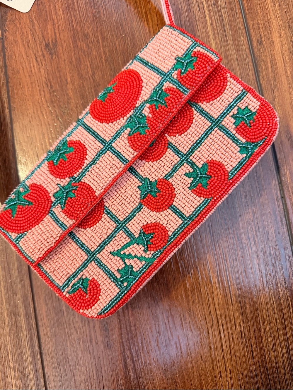 Maeve tomato Beaded Mini bag beaded
